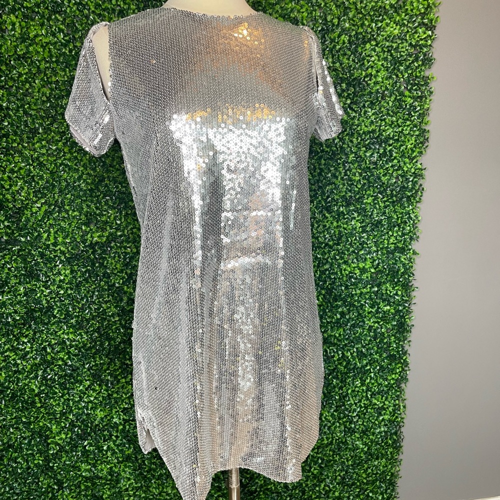 Silver sequin tunic dress